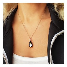 Vaoov El Yapımı Murano Camı Penguen Gümüş Kolye