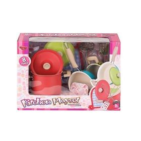 Vardem Oyuncak 1818-7A Pembe 8 Parça Emaye Tencere Oyun Seti