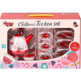 Vardem Oyuncak 998A-998B 15 Parça Çiçek Desenli Metal Çay Oyun Seti
