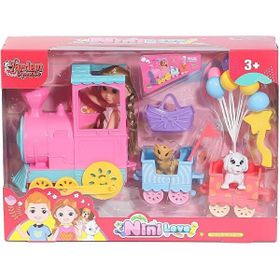 Vardem Oyuncak WL-55821 Nini Love Bebek Köpekli Tren Oyun Seti