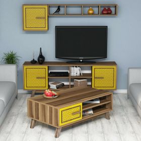 Variant Ayla Ceviz-Sarı Orta Sehpa