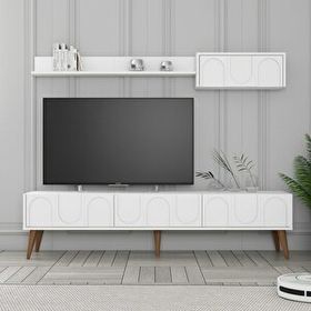 Variant Beyaz Ceviz Lyon Duvar Raflı Tv Ünitesi