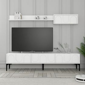 Variant Beyaz Siyah Lyon Duvar Raflı Tv Ünitesi