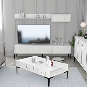 Variant Beyaz Siyah Lyon Tv Ünitesi ve Orta Sehpa Takımı