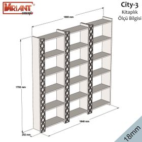 Variant City Beyaz 3'lü Kitaplık