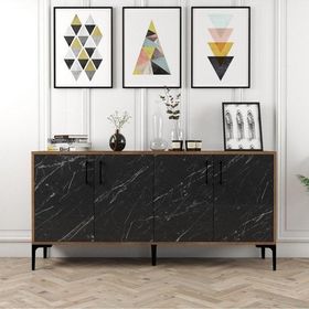 Variant Kiev 160 cm Ceviz Siyah Mermer Konsol