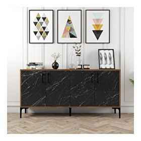 Variant Kiev 160 cm Ceviz Siyah Mermer Konsol