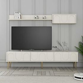 Variant Krem Altın Lyon Duvar Raflı Tv Ünitesi