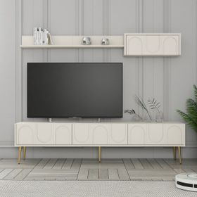 Variant Krem Altın Lyon Duvar Raflı Tv Ünitesi