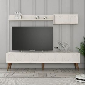 Variant Krem Ceviz Lyon Duvar Raflı Tv Ünitesi