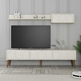 Variant Krem Ceviz Lyon Duvar Raflı Tv Ünitesi