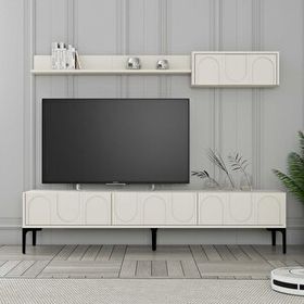 Variant Krem Siyah Lyon Duvar Raflı Tv Ünitesi