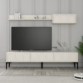 Variant Krem Siyah Lyon Duvar Raflı Tv Ünitesi