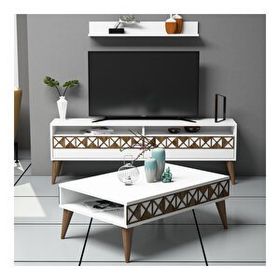 Variant Line Beyaz Tv Ünitesi ve Orta Sehpa Takımı