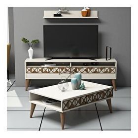 Variant Line Krem Tv Ünitesi ve Orta Sehpa Takımı