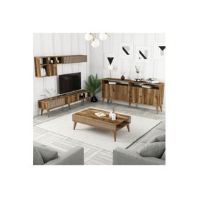 Variant Milan Ceviz - Ceviz 3'lü Salon Takımı