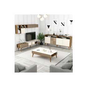 Variant Milan Ceviz - Krem 3'lü Salon Takımı