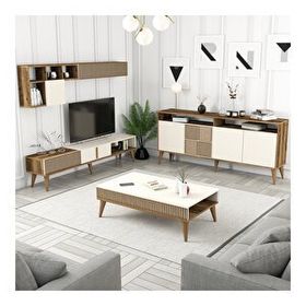 Variant Milan Ceviz - Krem 3'lü Salon Takımı