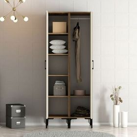 Variant Mobilya Kumsal 2 Kapılı PP Lidya Beyaz Ceviz Beyaz Gardrop