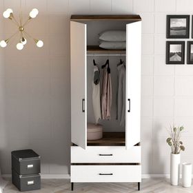 Variant Mobilya Kumsal 2 Kapılı T Ceviz Beyaz Gardrop