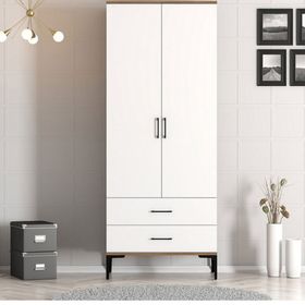 Variant Mobilya Kumsal 2 Kapılı T Ceviz Beyaz Gardrop