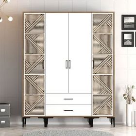 Variant Mobilya Kumsal 4 Kapılı PTP Ceviz Beyaz Gardrop