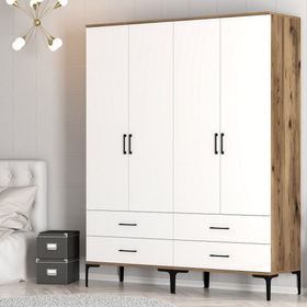 Variant Mobilya Kumsal 4 Kapılı TT Ceviz Beyaz Gardrop