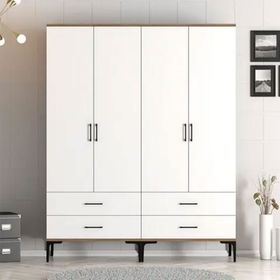 Variant Mobilya Kumsal 4 Kapılı TT Ceviz Beyaz Gardrop