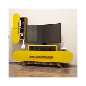 Variant Rose Ceviz-Sarı Duvar Raflı Tv Ünitesi