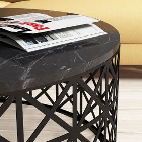 Variant Selin Metal Ferforje Siyah Mermer Orta Sehpa