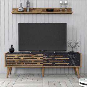 Variant Valensiya Ceviz Siyah Mermer Tv Ünitesi ve Orta Sehpa Takımı