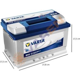 Varta E43 12 V 72 Ah Ford-Opel Alçak Tip Akü