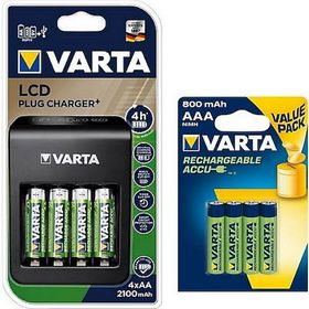 Varta LCD Plug+Şarj Cihazı + 4x2100 AA 4x800 AAA Şarjlı Pil
