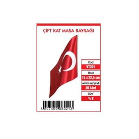 Vatan 15X22.5 cm Çift Kat Masa Bayrağı