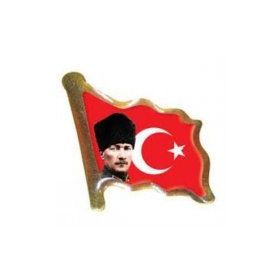 Vatan VT614 Atalı Kalpaklı Bayraklı Dalgalı Rozet