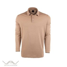 VAV Bej S Tlac-04 Polo Yaka Uzun Kol Tişört