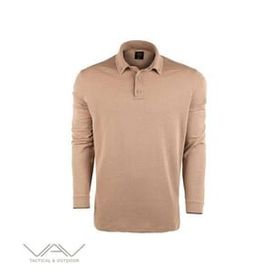 VAV Bej S Tlac-04 Polo Yaka Uzun Kol Tişört