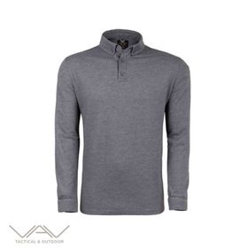 VAV Füme XXL Tlac-04 Polo Yaka Uzun Kol Tişört
