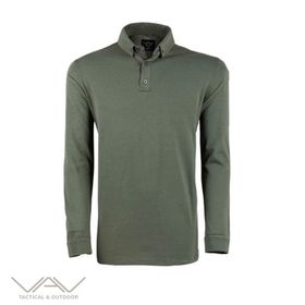 VAV Haki L Tlac-04 Polo Yaka Uzun Kol Tişört