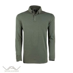 VAV Haki L Tlac-04 Polo Yaka Uzun Kol Tişört