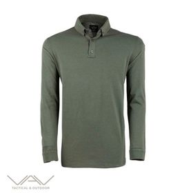 VAV Haki L Tlac-04 Polo Yaka Uzun Kol Tişört