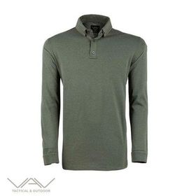 VAV Haki L Tlac-04 Polo Yaka Uzun Kol Tişört