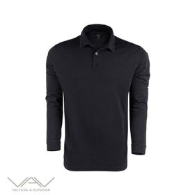 VAV Siyah M Tlac-04 Polo Yaka Uzun Kol Tişört