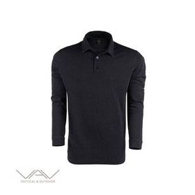 VAV Siyah M Tlac-04 Polo Yaka Uzun Kol Tişört