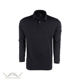 VAV Siyah M Tlac-04 Polo Yaka Uzun Kol Tişört