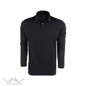 VAV Siyah M Tlac-04 Polo Yaka Uzun Kol Tişört