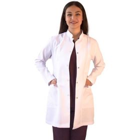 Vayvaylı 100V002A02Y Beyaz Hakim Yaka Orta Boy Beyaz Kadın Doktor Önlüğü