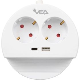 Vea VE- G1102C 2'li USB+ Type-C Girişli Anahtarlı 1.5 mt Grup Priz