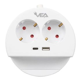 Vea VE- G1102C 2'li USB+ Type-C Girişli Anahtarlı 1.5 mt Grup Priz