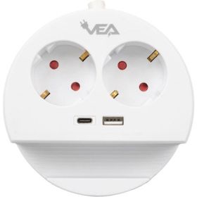 Vea VE- G1102C 2'li USB+ Type-C Girişli Anahtarlı 1.5 mt Grup Priz